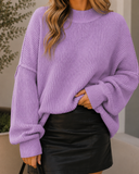 Easy Aura Ribbed Stand Neck Sweater