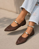 Elegant Mesh Pointed Toe Mary Jane Flats