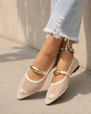 Elegant Mesh Pointed Toe Mary Jane Flats
