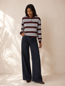 Classic Stripe Half Zip Polo Top