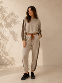 Women's Joggers with Animal Print Contrast