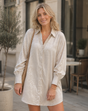Moonlit Luxe Satin Shirt Mini Dress