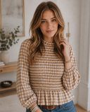 Countryside Charm Shirred Peplum Blouse