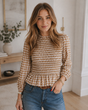 Countryside Charm Shirred Peplum Blouse