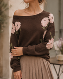 Blossom Breeze Off-Shoulder Knit Sweater