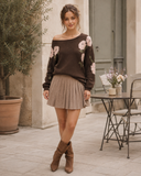 Blossom Breeze Off-Shoulder Knit Sweater