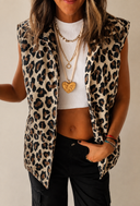 Leopard Open Front Jacket Vest
