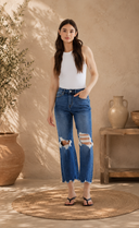 Mica 90s Vintage Relaxed Crop Flare Jeans