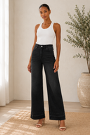 Straight High Rise Raw Hem Loose Jeans