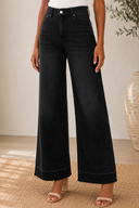 Straight High Rise Raw Hem Loose Jeans
