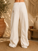 Floral Embroidered Twill Straight Western Jeans
