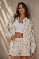 Meadow Whimsy Floral Knit Utility Jacket