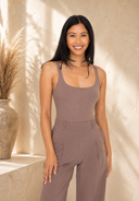 Square Neck Ribbed Bodysuit