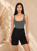 Square Neck Ribbed Bodysuit