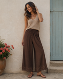 Boho Breeze Lace Hem Wide Leg Pants