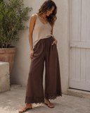 Boho Breeze Lace Hem Wide Leg Pants