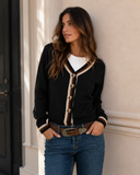 Harbor Lane Contrast Trim Cardigan