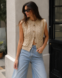 Heritage Cable Knit Sweater Vest Cardigan