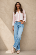 90's Low Rise Loose Baggy Studded Jeans – Medium Light