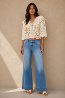 Crater Low Rise Wide Leg Jeans – Med Dark
