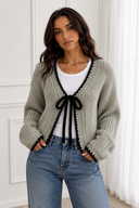 Cozy Charm Ribbon Tie Knit Cardigan