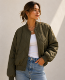 Evergreen Quilted Bomber Jacket
