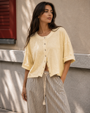 Relaxed Linen Blend Button Front Cardigan