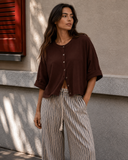Relaxed Linen Blend Button Front Cardigan