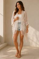 Flower Embroidered Sheer Kimono