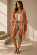 Flower Embroidered Sheer Kimono