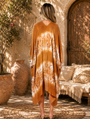 Brown Tie-Dye Border Kimono