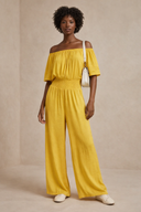 Off The Shoulder Satin Jumpsuit