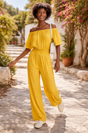 Off The Shoulder Satin Jumpsuit