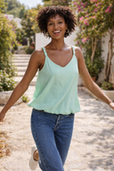 Bubble Hem Strap Accent Tank Top