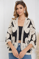 Boho Print Open Front Kimono Cardigan