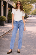 Mid Rise True Straight Jeans