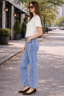 Mid Rise True Straight Jeans