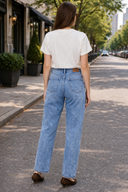 Mid Rise True Straight Jeans