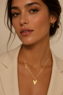 Waterproof Non Tarnish Initial Heart Pendant Necklace