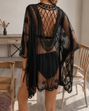 Boho Lace Mesh Swim Cover Up Kimono