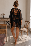 Boho Lace Mesh Swim Cover Up Kimono