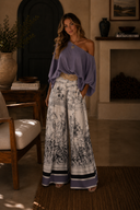 Scenic Print Wide Leg Palazzo Pants