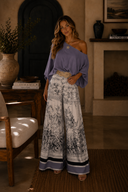 Scenic Print Wide Leg Palazzo Pants