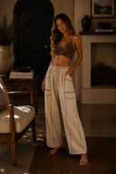 Contrast Stitch Wide Leg Lounge Pants