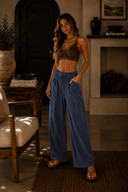 Contrast Stitch Wide Leg Lounge Pants