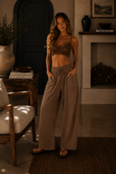 Contrast Stitch Wide Leg Lounge Pants