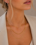 Triple Layer Loop, Box & Paperclip Chain Necklace