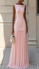Elegant Pleated Hem Maxi Dress