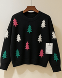 Christmas Tree Appliqué Knit Sweater-Graphic Tees-Krush Kandy, Women's Online Fashion Boutique Located in Phoenix, Arizona (Scottsdale Area)