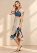 Boho Denim Patchwork Midi Dress